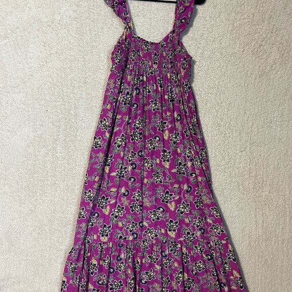 LOFT Purple/pink  Clover Hibiscus Ruffle Midi Halter Dress Sz. 4 Cottage Core - Picture 2 of 11